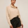 Women Marissa Webb | So Uptight French Terry Funnel Neck Zip Sweatshirt In Sand