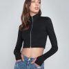 Women Marissa Webb | Sadie Cropped Zip Front Ponte Top Black