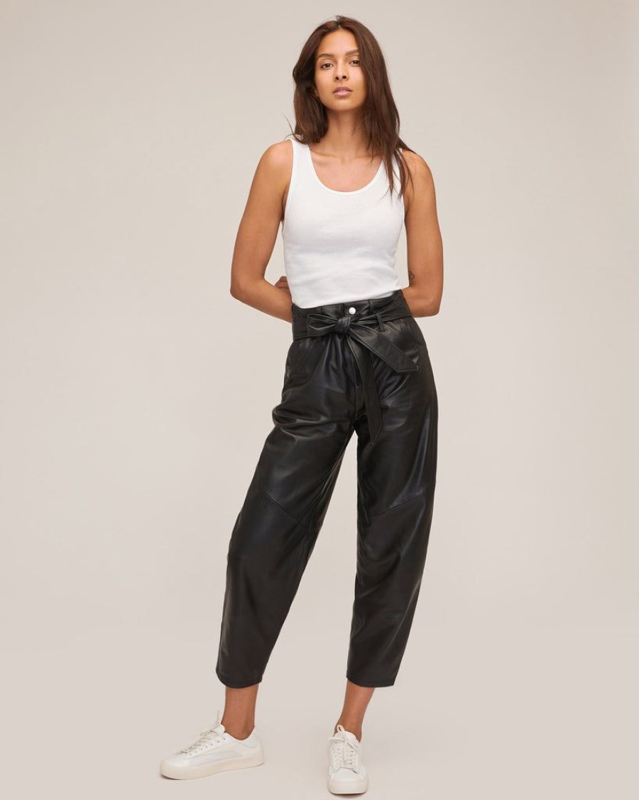 Women Marissa Webb | Stevie Barrel Leg Leather Pant In Black