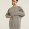 Women Marissa Webb | So Uptight French Terry Raglan Crew Sweatshirt Dress In Heather Grey