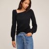 Women Marissa Webb | Dixie Asymmetrical Puff Sleeve Sweater In Black