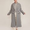 Women Marissa Webb | Baylor Double Breasted Wool Overcoat Grey Wool Herringbone