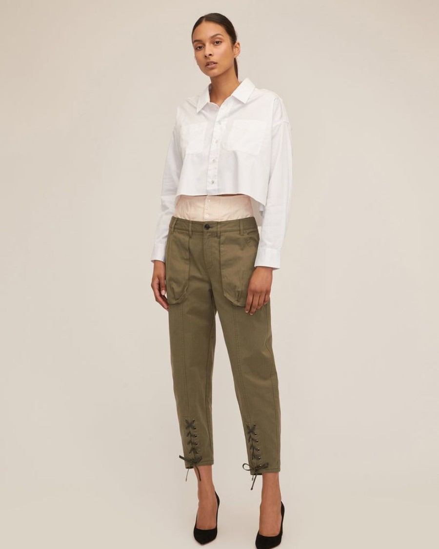 Women Marissa Webb | Ada Corset Tapered Leg Pant Military Green Bone Combo