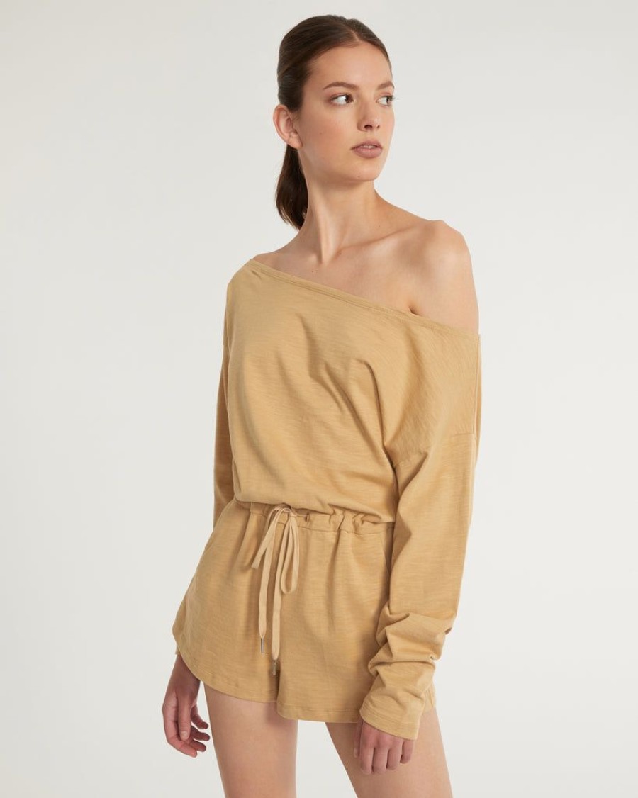 Women Marissa Webb | Marlo Drop Shoulder Knit Romper In Sedona