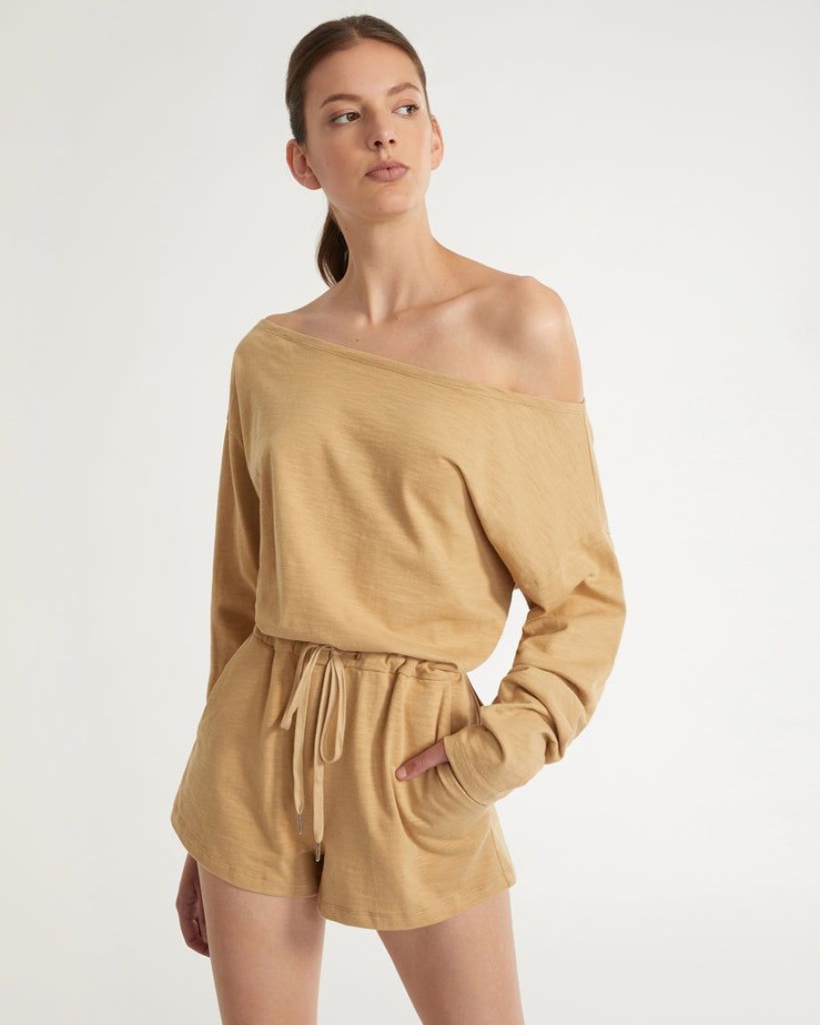 Women Marissa Webb | Marlo Drop Shoulder Knit Romper In Sedona