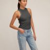 Women Marissa Webb | Stretch Waffle Bay Slim Knit Tank In Ash