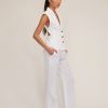 Women Marissa Webb | Theo Linen Double Waist Trouser In White Linen White