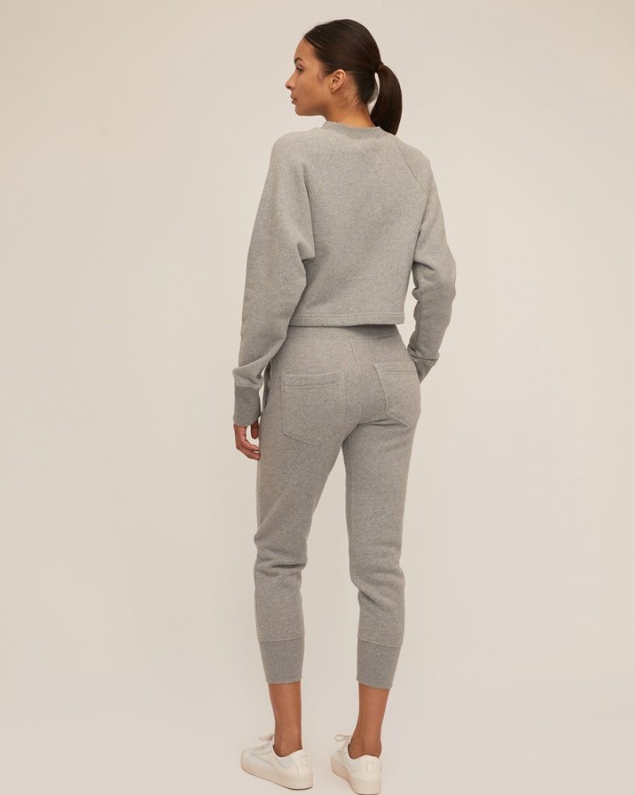 Women Marissa Webb | So Uptight French Terry Plunge Henley Sweatshirt In Heather Grey