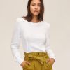 Women Marissa Webb | Blair Waffle Knit Puff Sleeve Pullover In White