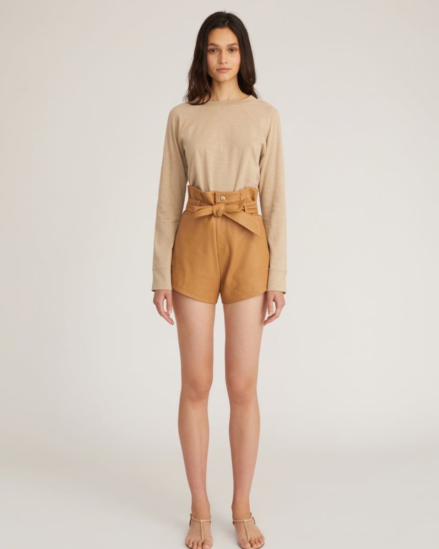 Women Marissa Webb | Banks Paper Bag Leather Boyfriend Short Fawn