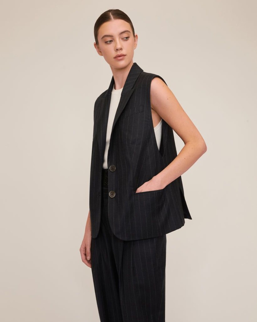 Women Marissa Webb | Arley Pinstripe Boy Blazer Vest Tatum Pinstripe