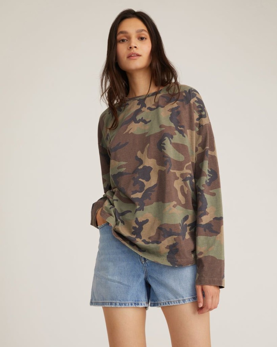 Women Marissa Webb | So Relaxed Boyfriend Slub Jersey Long Sleeve Camo Tee Woodland Camo