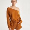 Women Marissa Webb | Marlo Drop Shoulder Knit Romper In Topaz