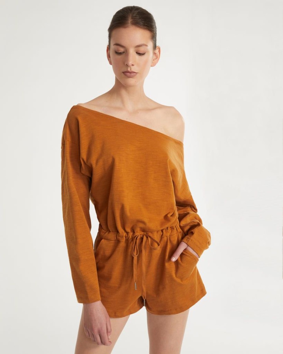 Women Marissa Webb | Marlo Drop Shoulder Knit Romper In Topaz