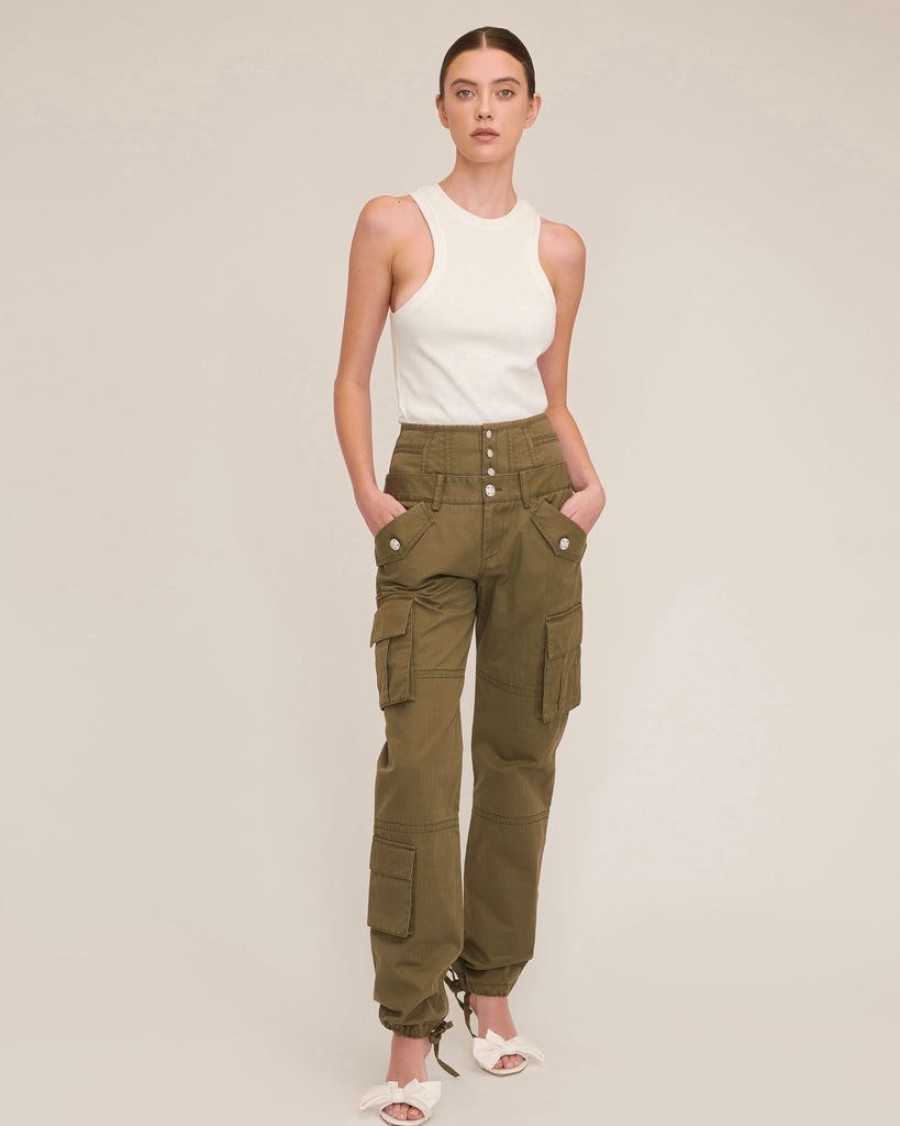 Women Marissa Webb | Willow Washed Canvas Corset Cargo Pant Military Green