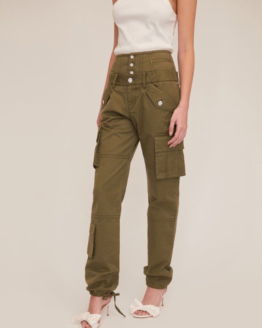 Women Marissa Webb | Willow Washed Canvas Corset Cargo Pant Military Green