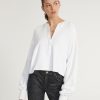 Women Marissa Webb | So Uptight French Terry Plunge Henley Sweatshirt In White