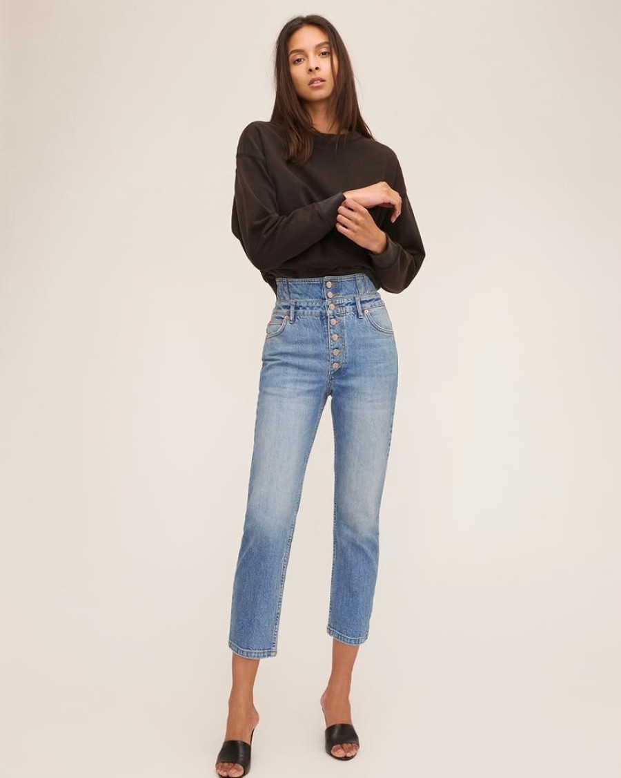 Women Marissa Webb | Turner Ii High Waist Corset Jean In Indigo Medium Stone Wash