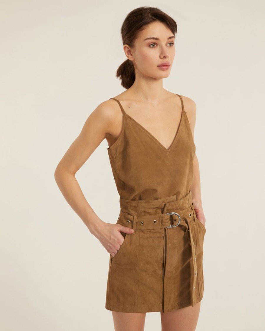 Women Marissa Webb | Anniston Suede Mini Skirt Sandstone