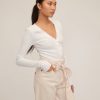 Women Marissa Webb | Stretch Waffle Sloan Slim Knit Henley In Off White