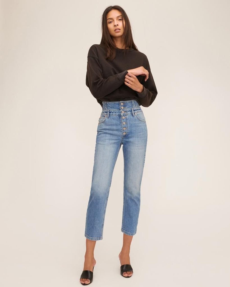 Women Marissa Webb | Turner Ii High Waist Corset Jean In Indigo Medium Stone Wash