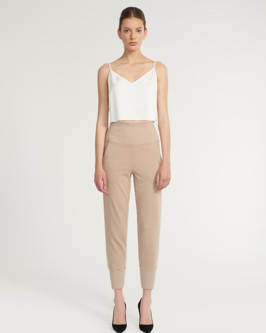 Women Marissa Webb | So High Waisted Slub Cotton Sweatpant In Stone Taupe