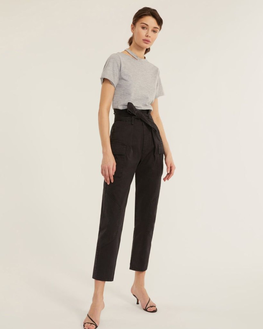 Women Marissa Webb | Bryn Paper Bag Vintage Washed Pant In Washed Black