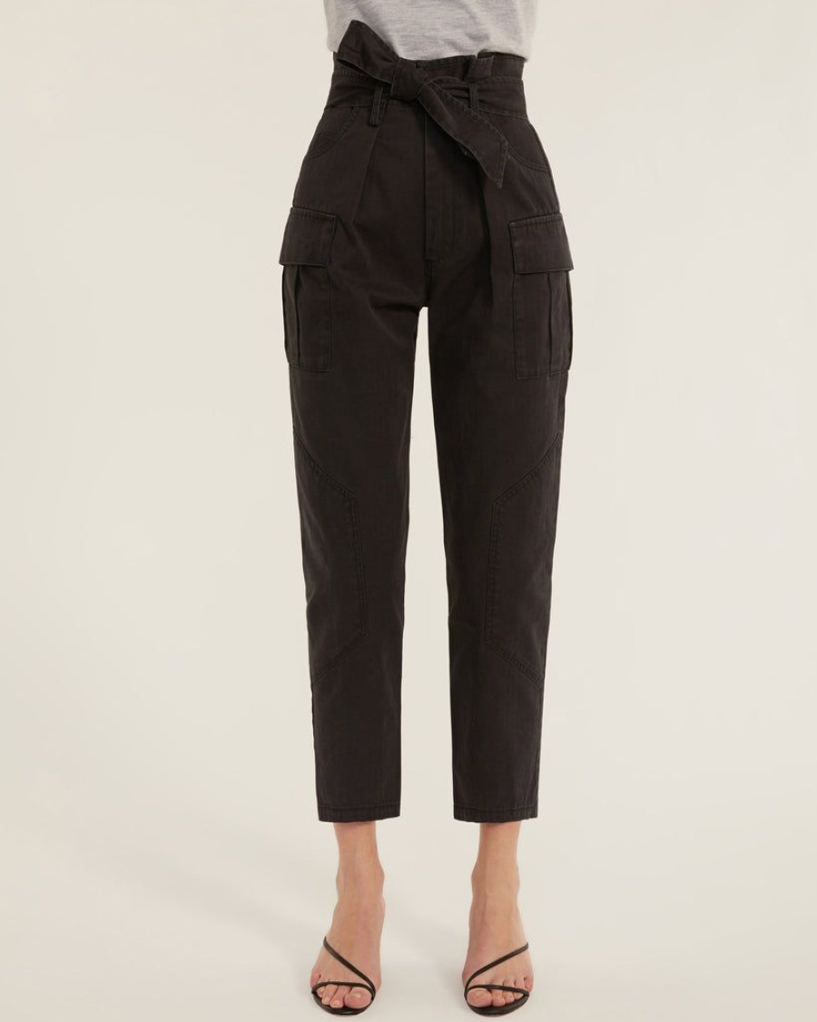 Women Marissa Webb | Bryn Paper Bag Vintage Washed Pant In Washed Black