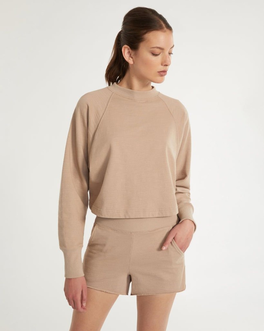 Women Marissa Webb | So High Waisted Slub Cotton Short In Stone Taupe