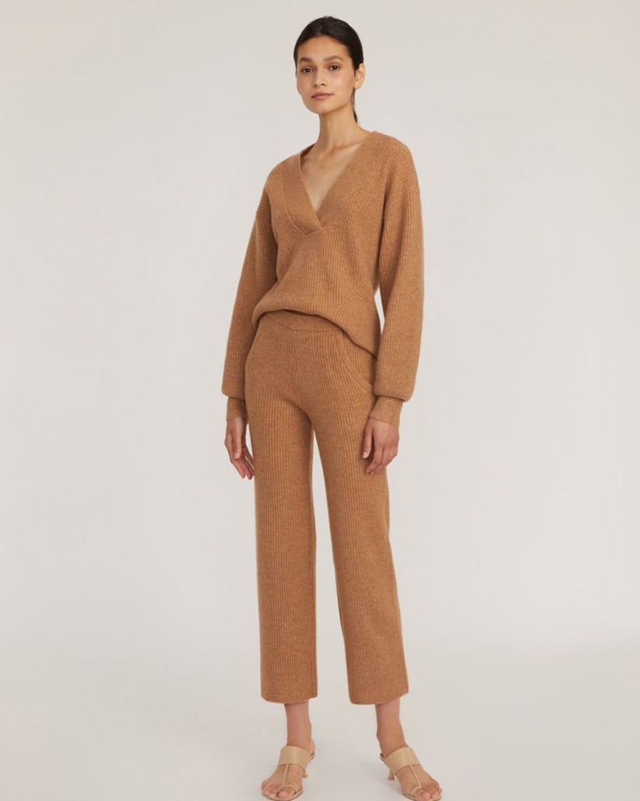 Women Marissa Webb | Arie Ribbed Cashmere Blend Pant In Camel