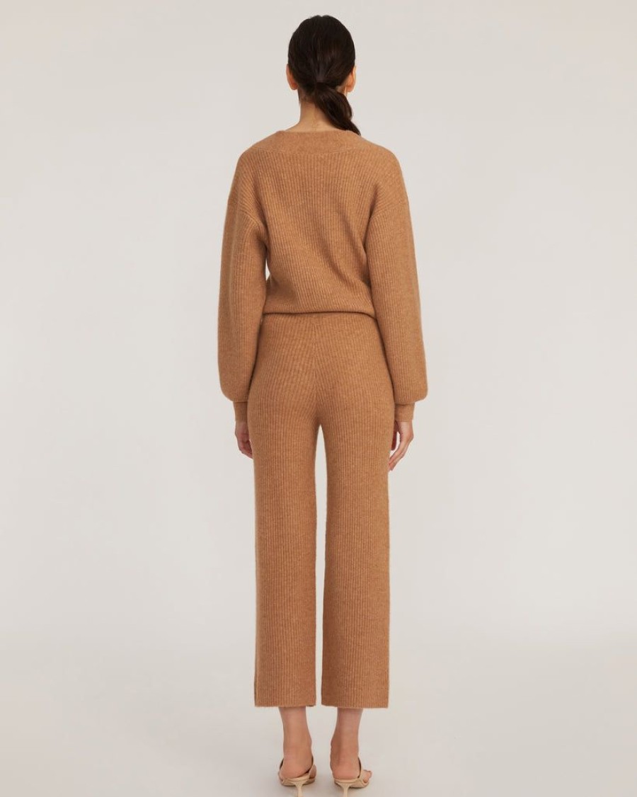 Women Marissa Webb | Arie Ribbed Cashmere Blend Pant In Camel