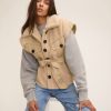 Women Marissa Webb | Frankie Sherpa Coated Canvas Vest French Beige Combo