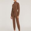 Women Marissa Webb | Red-Eye Zip Front French Terry Jumpsuit In Cognac