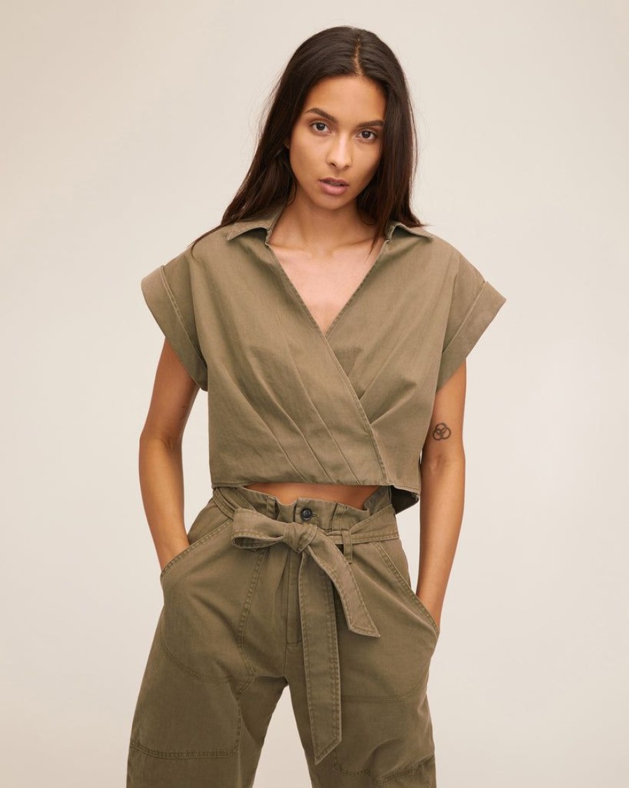 Women Marissa Webb | Rowe Washed Canvas Drop Shoulder Top Military Green