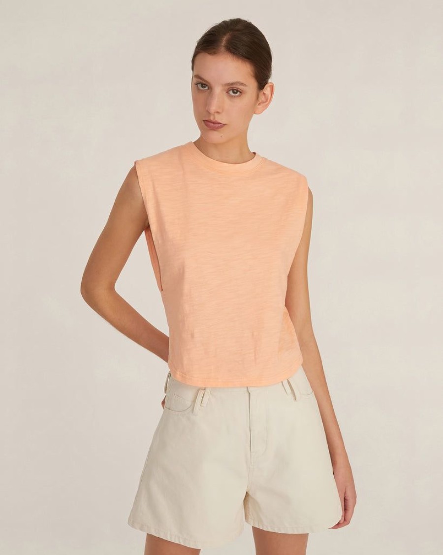 Women Marissa Webb | So Relaxed Slub Jersey Muscle Tee In Papaya