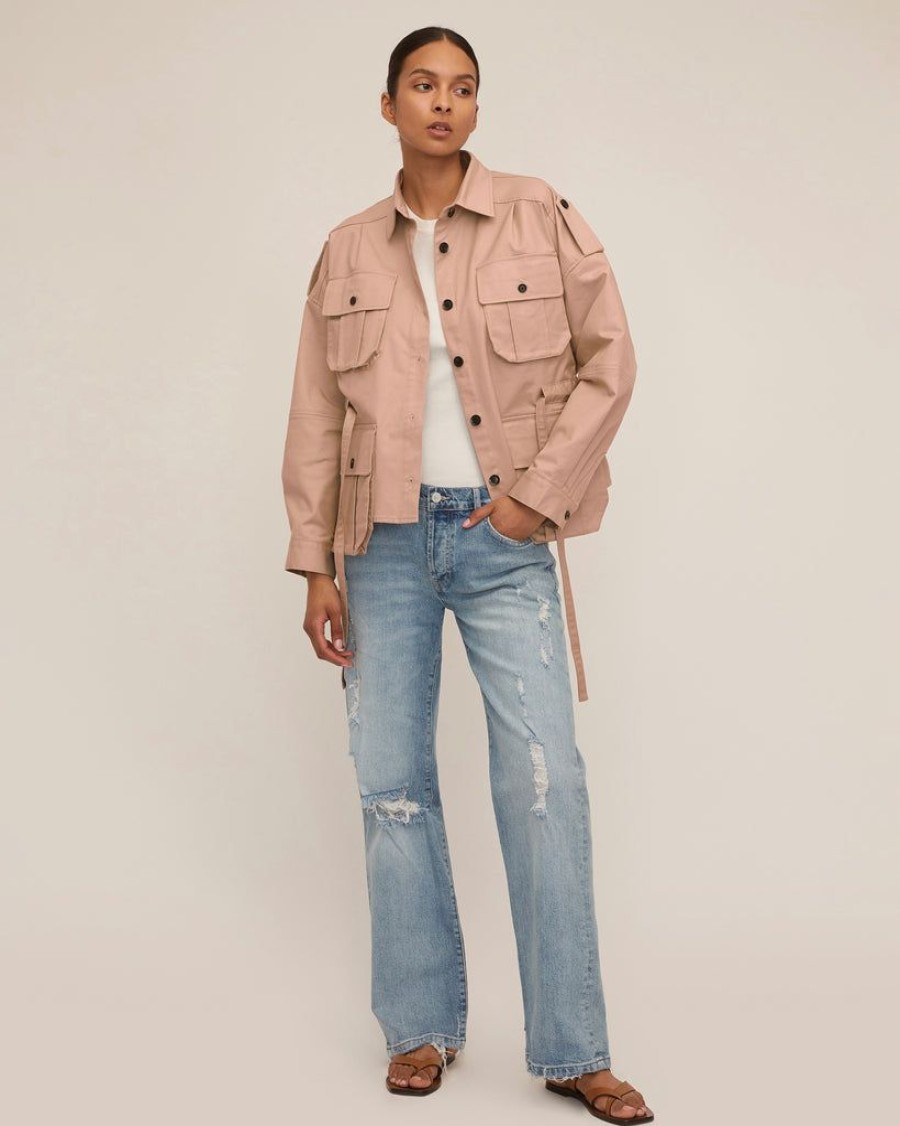 Women Marissa Webb | Dante Crisp Canvas Cropped Utility Jacket Warm Sand