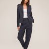 Women Marissa Webb | Noel Double Breasted Pinstripe Shirt Blazer Navy Beige Pinstripe