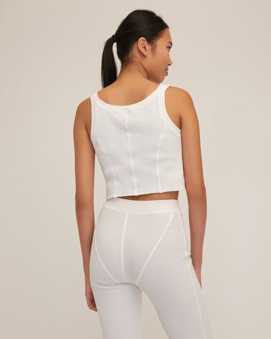 Women Marissa Webb | Stretch Waffle Beau Seamed Cropped Tank In Off White