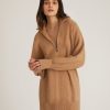 Women Marissa Webb | Wesley Slouchy Zip Front Cashmere Blend Sweater Dress In Camel