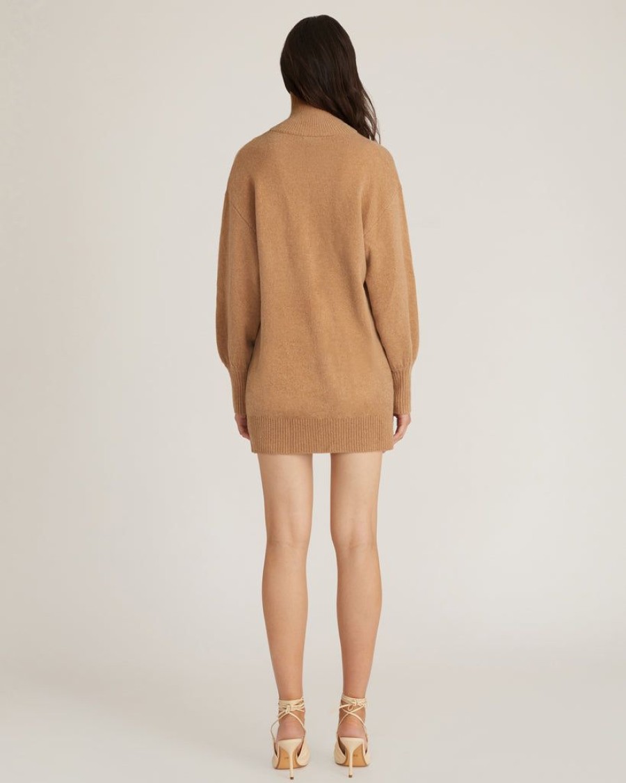 Women Marissa Webb | Wesley Slouchy Zip Front Cashmere Blend Sweater Dress In Camel