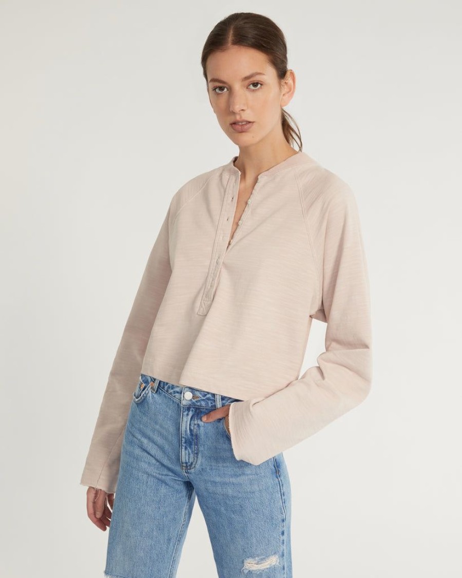 Women Marissa Webb | So Uptight Lightweight Slub Cotton Plunge Henley In Quartz