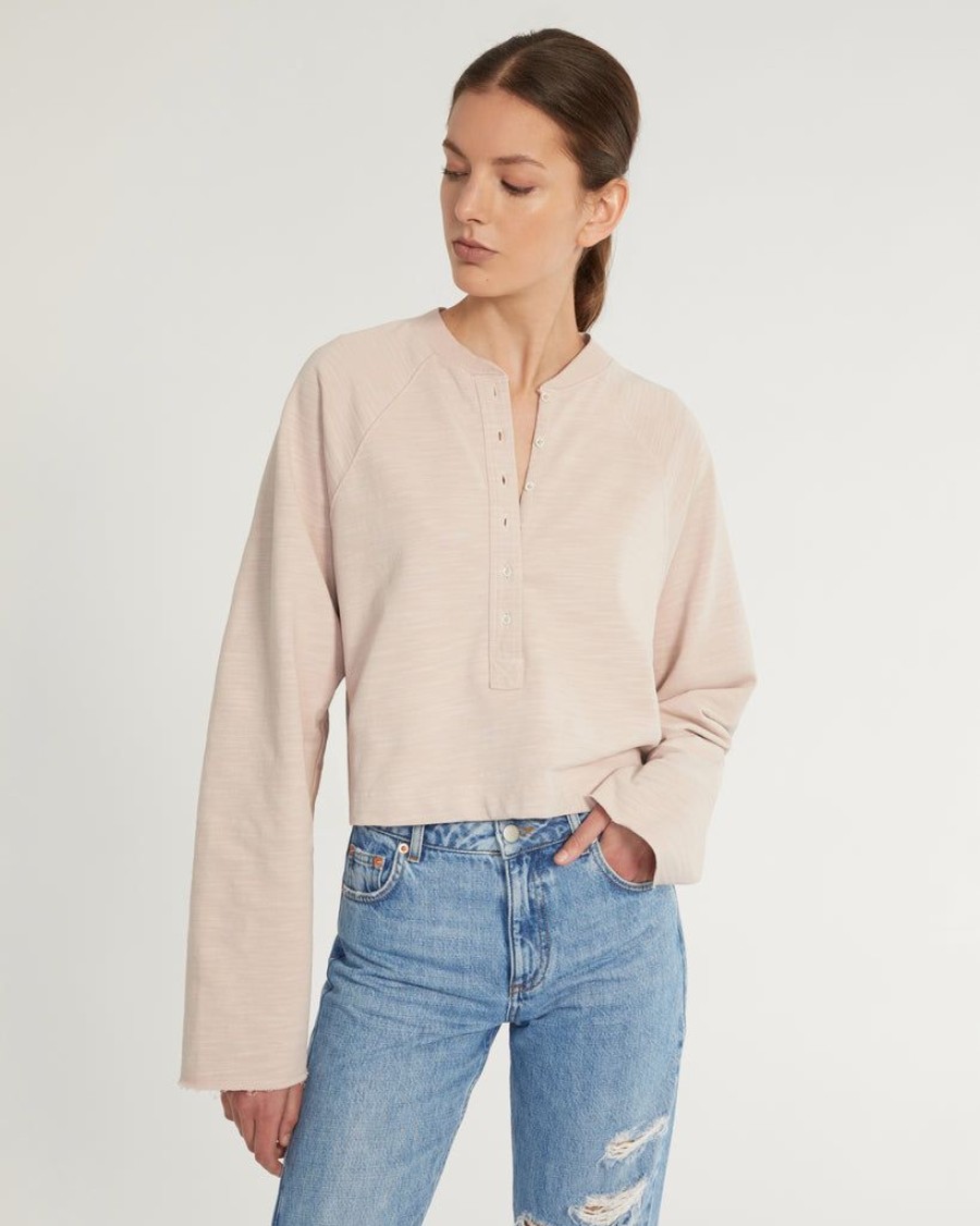 Women Marissa Webb | So Uptight Lightweight Slub Cotton Plunge Henley In Quartz