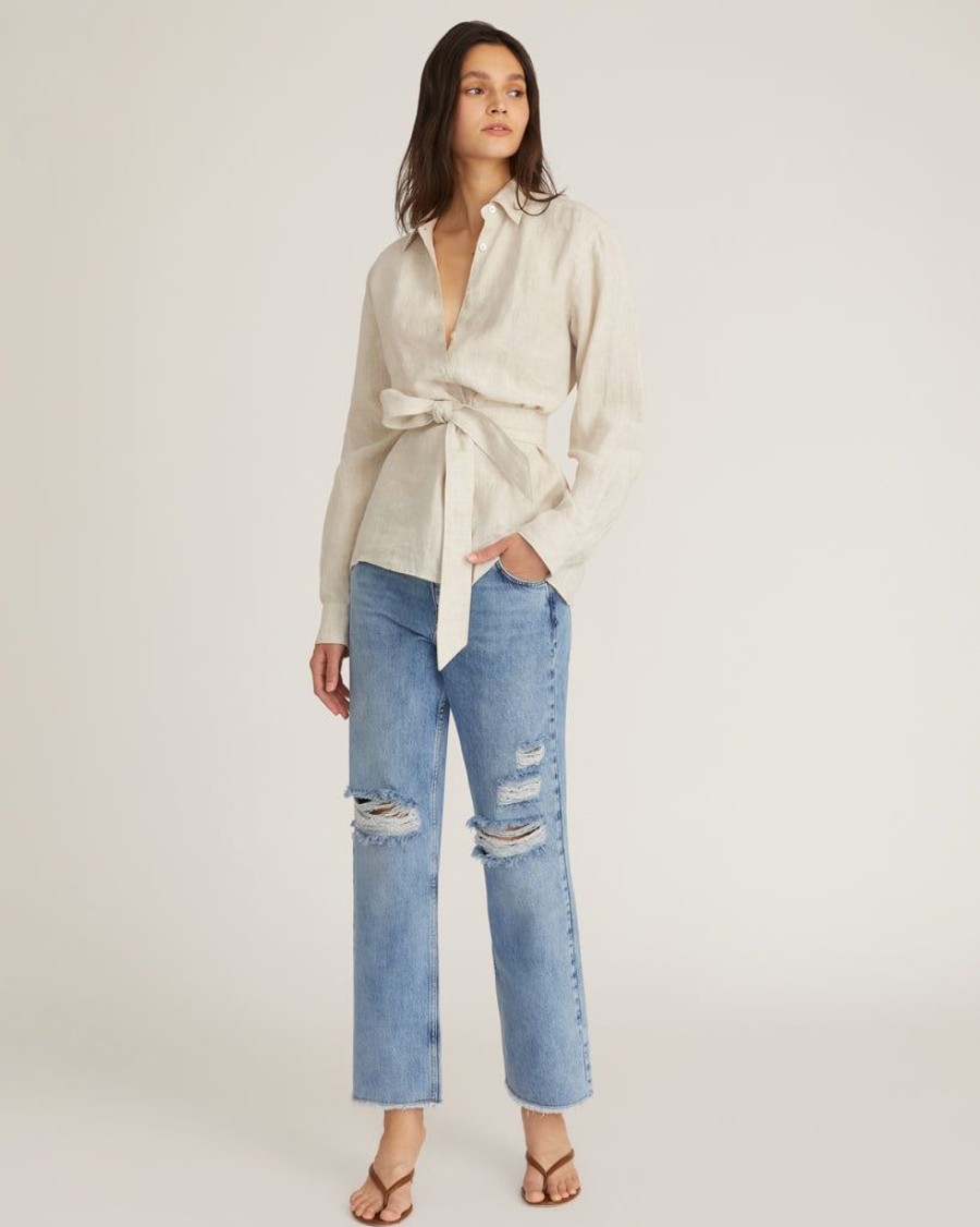 Women Marissa Webb | Layne Linen Tuxedo Top In Flax