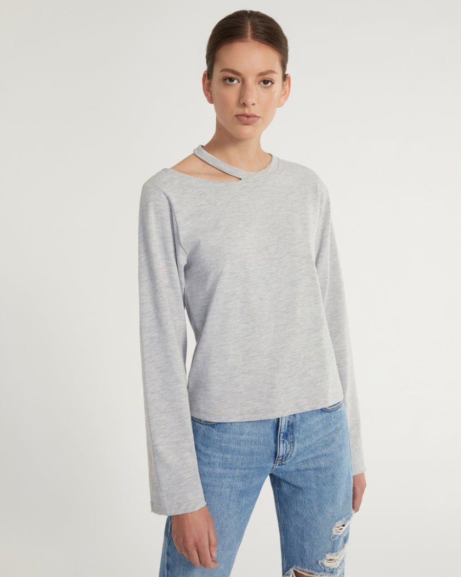 Women Marissa Webb | Tate Cut Out Long Sleeve In Light Heather Grey