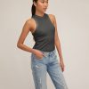 Women Marissa Webb | Stretch Waffle Bay Slim Knit Tank In Ash