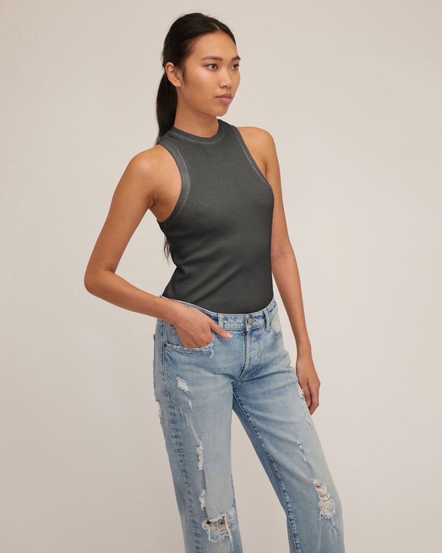 Women Marissa Webb | Stretch Waffle Bay Slim Knit Tank In Ash