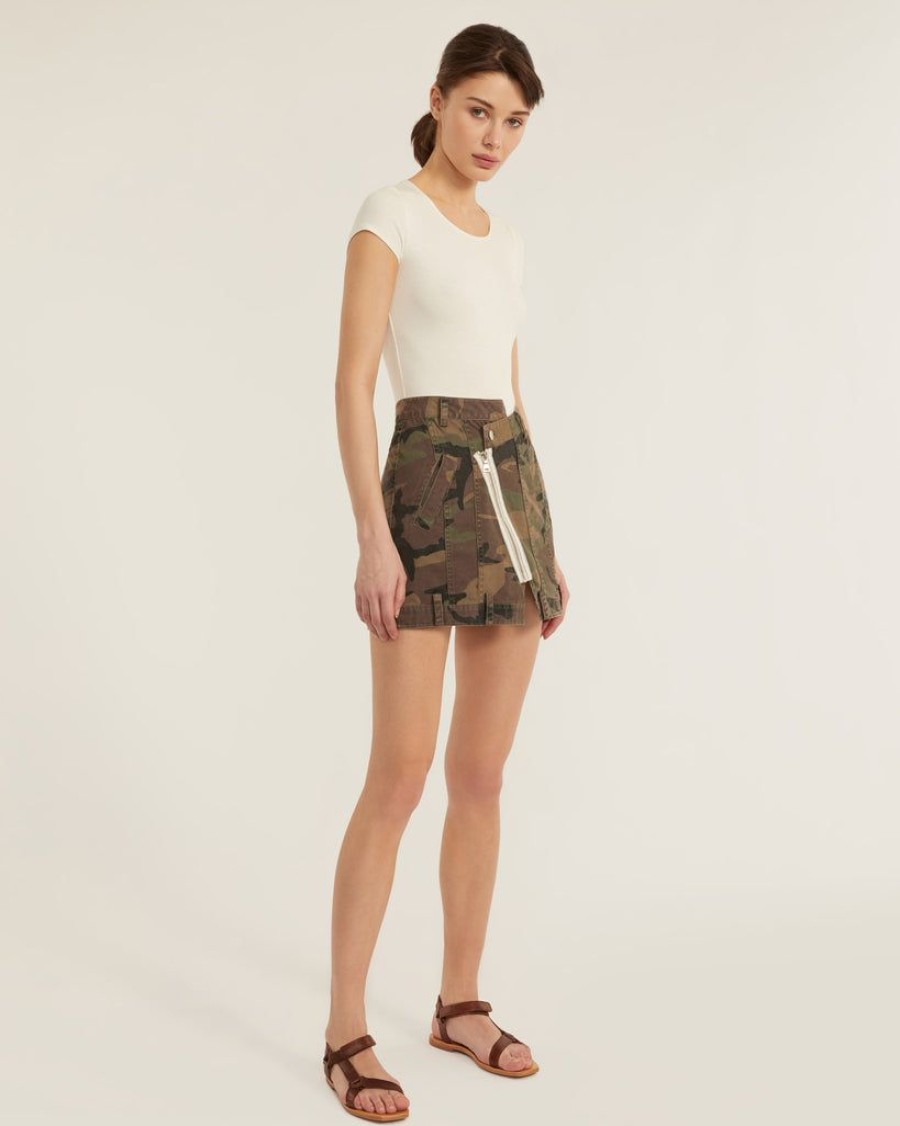 Women Marissa Webb | Eliza Canvas Zip Front Camo Skirt In Woodland Camo