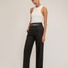 Women Marissa Webb | Theo Linen Double Waist Trouser In Black Linen Black