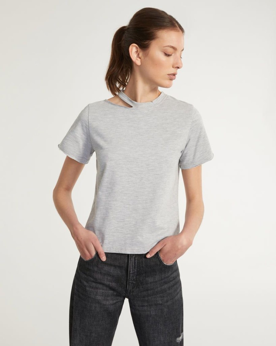 Women Marissa Webb | Tate Cut Out Tee In Light Heather Grey