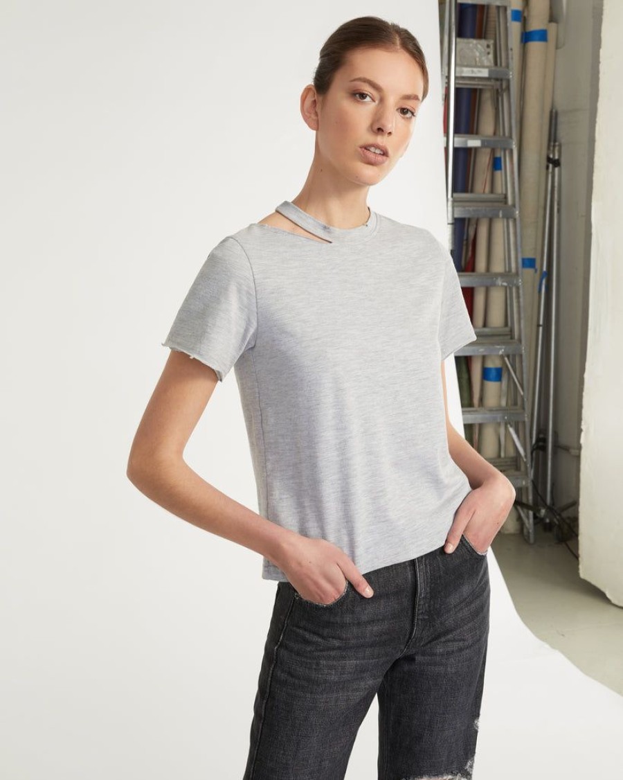 Women Marissa Webb | Tate Cut Out Tee In Light Heather Grey